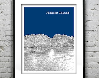Fishers Island New York Skyline Poster Art Print New York NY Item T1273
