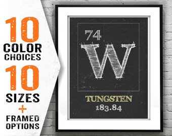 Periodic Table Tungsten Poster Art Print Periodic Table of Elements W 74