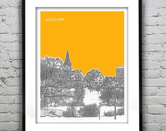 Amherst Massachusetts Skyline Poster Art Print MA Item T2082