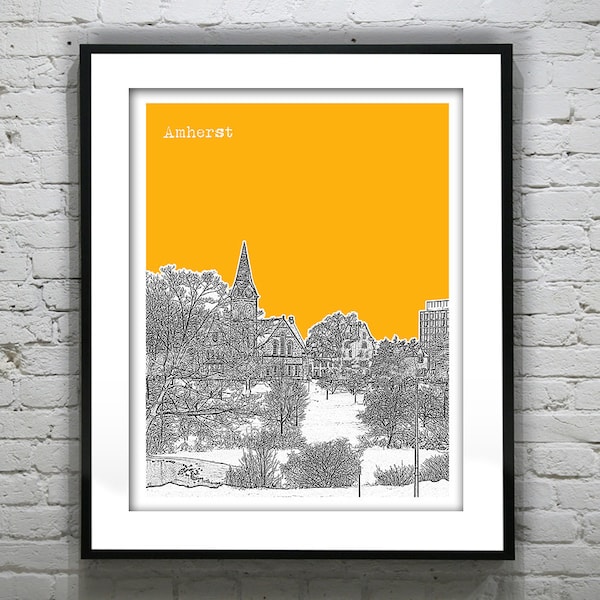 Amherst Massachusetts Skyline Poster Art Print MA Item T2082