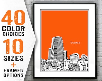 Tucson Arizona City Skyline Poster Art Print AZ Item T1382