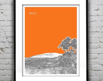 Maui Hawaii City Skyline Poster Art Print HI Item T2404