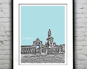 Lisbon Portugal Poster Art Print City Skyline  Item T1339