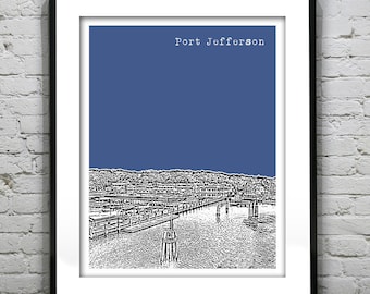Port Jefferson New York Poster Print Art Skyline NY Item T3049
