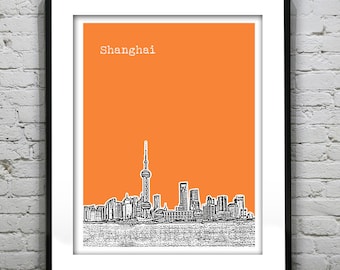 Shanghai China Poster Print Art City Skyline Item T4201