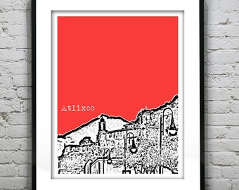 Atlixco Mexico Skyline Poster Art Print
