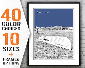 Ocean City New Jersey Skyline Poster Print Art NJ Music Pier Item T1627