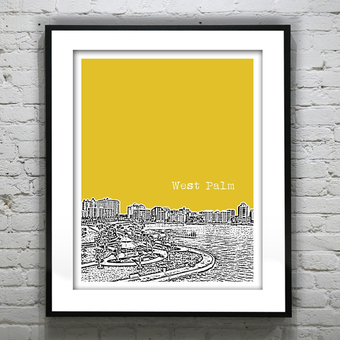 West Palm Beach Skyline Poster Art Print Florida Item T2505 - Etsy