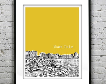 West Palm Beach Skyline Poster Art Print Florida Item T2505