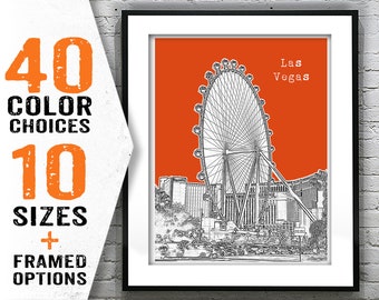 Las Vegas Nevada Poster Wall Art Print Drawing Skyline City Decor Item T1821