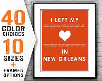 New Orleans Louisiana - I Left My Heart In New Orleans Poster Art Print LA Item T1794