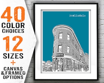 Roslindale MA Skyline Poster Art Boston Print Artwork Travel Decor Gift Massachusetts Item T2878