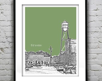 Gruene Skyline Poster Art Print Texas TX Dancehall Item T2625