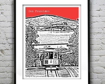 San Francisco Poster Print Skyline Cable cars California Art CA Item T1186