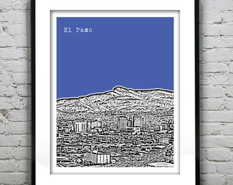 El Paso Poster el Paso Texas Art Print Skyline
