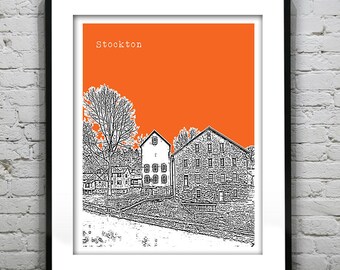 Stockton New Jersey Poster Print Art Skyline NJ Item T1306