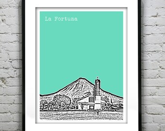 La Fortuna Costa Rica Poster Art City Skyline Print Item T2832