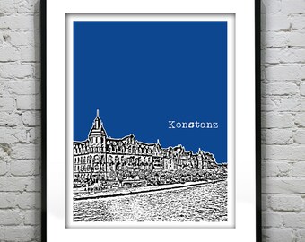 Konstanz Germany Poster Art City Skyline Print Europe Item T1904