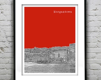 Morgantown WV Skyline Poster Art Print  West Virginia Item T2494