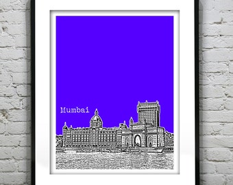 Mumbai India Poster Art Print Skyline Travel Bombay Item T4380