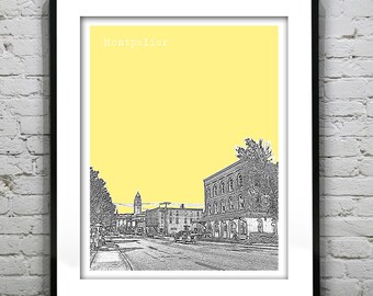 Montpelier Vermont Skyline Art Print Poster VT version 7