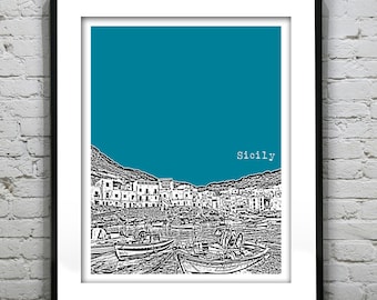 Sicily Italy Poster Art Print Skyline Item T2534