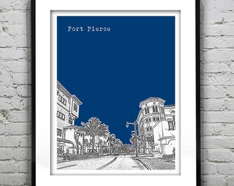 Fort Pierce Skyline Poster Art Print Florida FL Item T1038