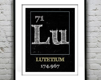 Periodic Table Lutetium Poster Art Print Periodic Table of Elements Lu 71