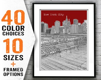 Brooklyn Bridge Manhattan Skyline Art Print Poster New York City Item T1841
