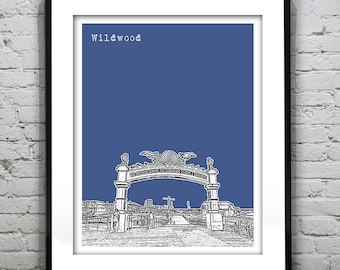 Wildwood New Jersey Shore Poster Print Art NJ Skyline Jersey Shore Item T3005