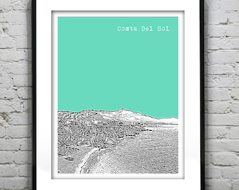 Costa Del Sol Spain City Skyline Poster Art Print Item T4307