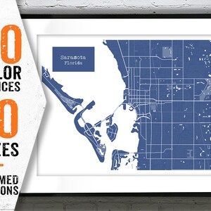 Sarasota Florida Blueprint Map Poster Art Print Item T2988