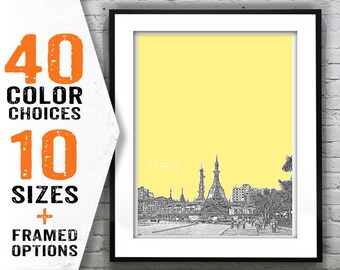 Yangon Myanmar Poster Art Print Skyline Item S5061