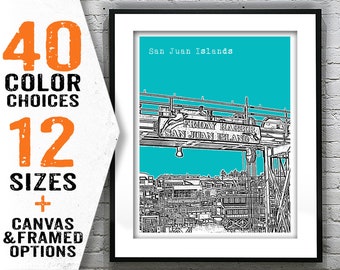 San Juan Islands Washington Skyline Poster Art Print Item T2349
