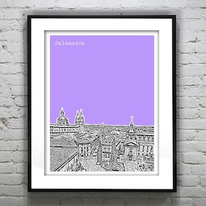 Salamanca Spain Skyline Poster Art Print Plaza De Anaya and palacio De Anaya