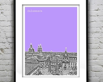 Salamanca Spain Skyline Poster Art Print Plaza De Anaya and palacio De Anaya