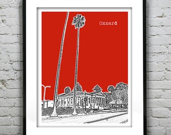 Oxnard California Skyline Poster Art Print California CA Item T2514