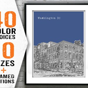 Washington DC 14th Street Poster Print Skyline Art Item T1652