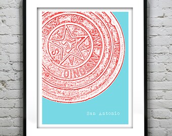 San Antonio Skyline Poster Art Print Texas TX Watermeter Item T4523