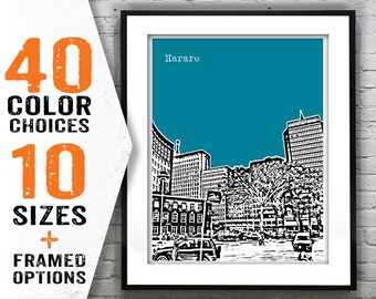 Harare Zimbabwe Africa Skyline Poster Art Item T1716