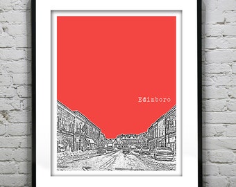 Edinboro Pennsylvania Skyline Poster Art Print Pennsylvania PA