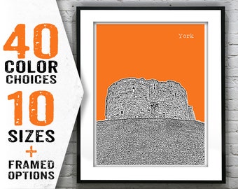 York England Skyline Poster Art Print UK Britain United Kingdom Cliffords Tower Item T1714