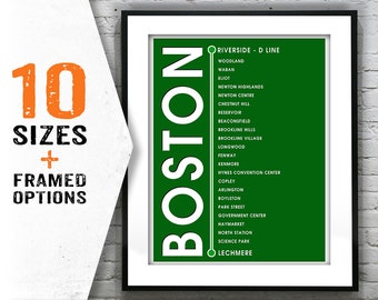 Boston T Green D Line Poster Art Print Subway Station Riverside Lechmere Item T2099