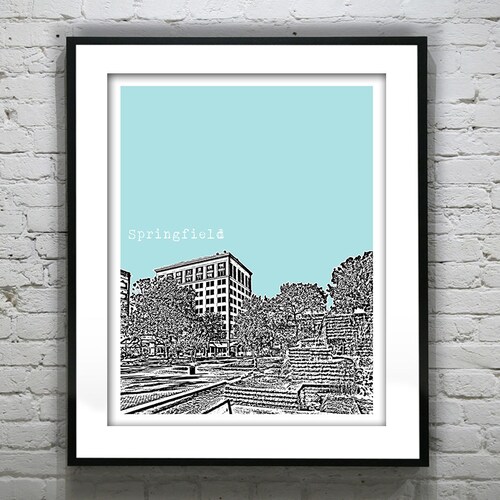 Springfield Missouri Poster Art Print City Skyline Park Etsy