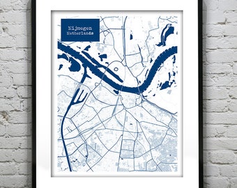 Nijmegen, Netherlands Blueprint Map Poster Art Print Several Sizes Available NH Item T1076