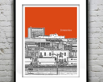 Roanoke Virginia Skyline Poster Art Print VA Item T2795