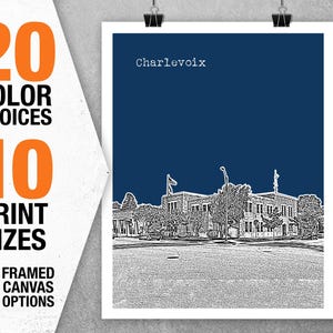 Charlevoix Skyline Poster Art Print Michigan Item T5527