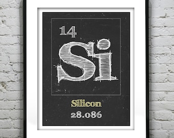 Periodic Table Silicon Poster Art Print Periodic Table of Elements Si 14