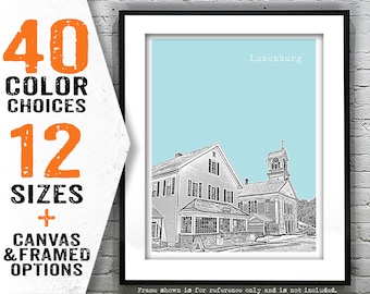 Lunenburg Massachusetts Skyline Poster MA Art Print Item T4767