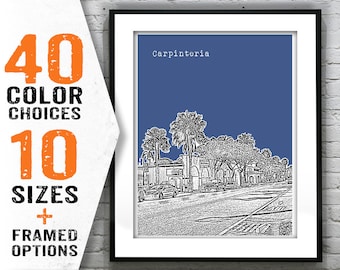 Carpinteria California Skyline Poster Art Print CA Item T1453